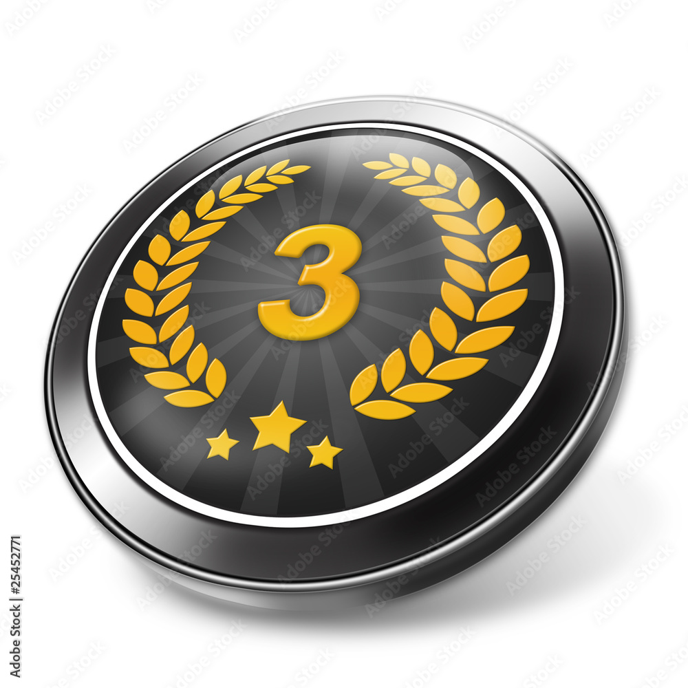 3d button dritter platz, 3, silber StockIllustration Adobe Stock