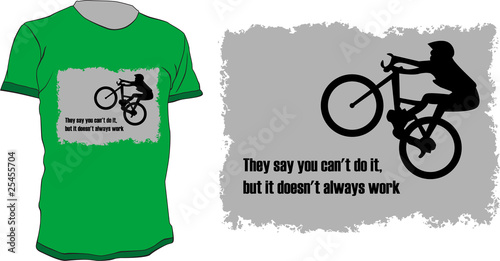 T-shirt vector design with a biker silhouette and a quoe