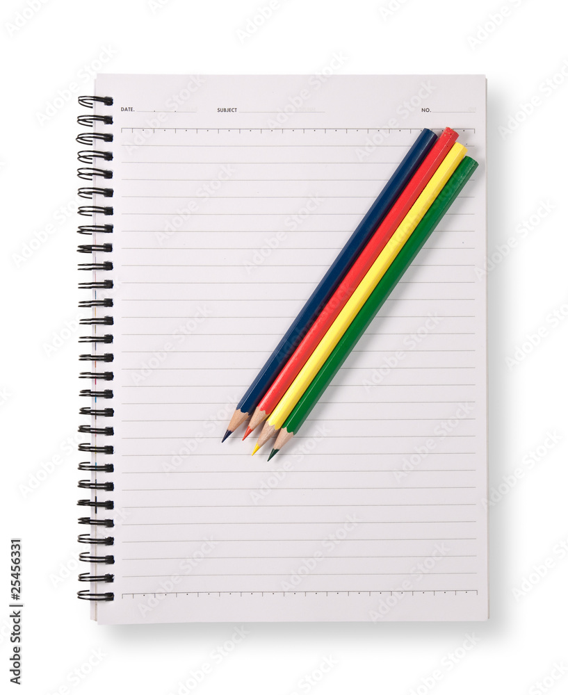 Pastels place on open note book Pastels place on open note book