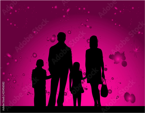 Silhouette families - pink background