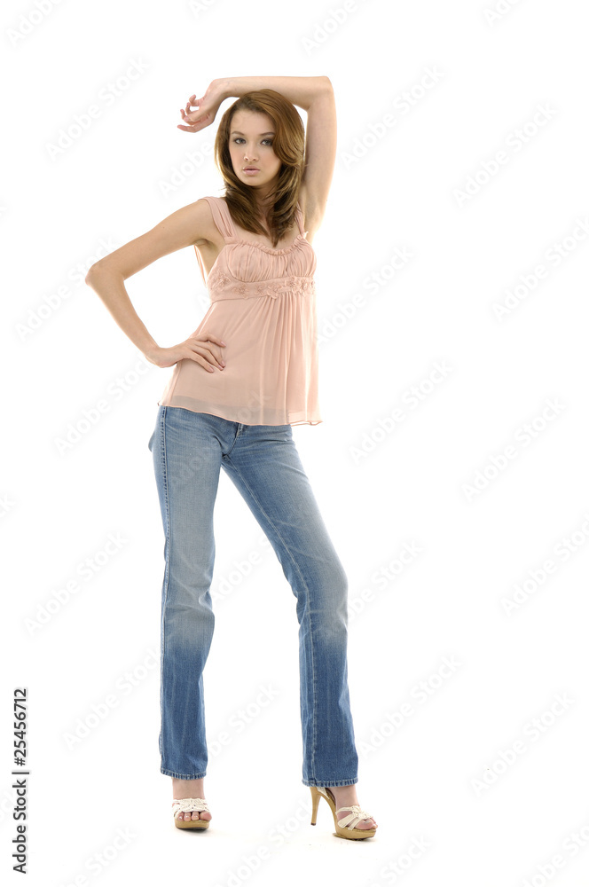 Full length portrait of an elegant young woman posing Full length portrait of an elegant young woman posing