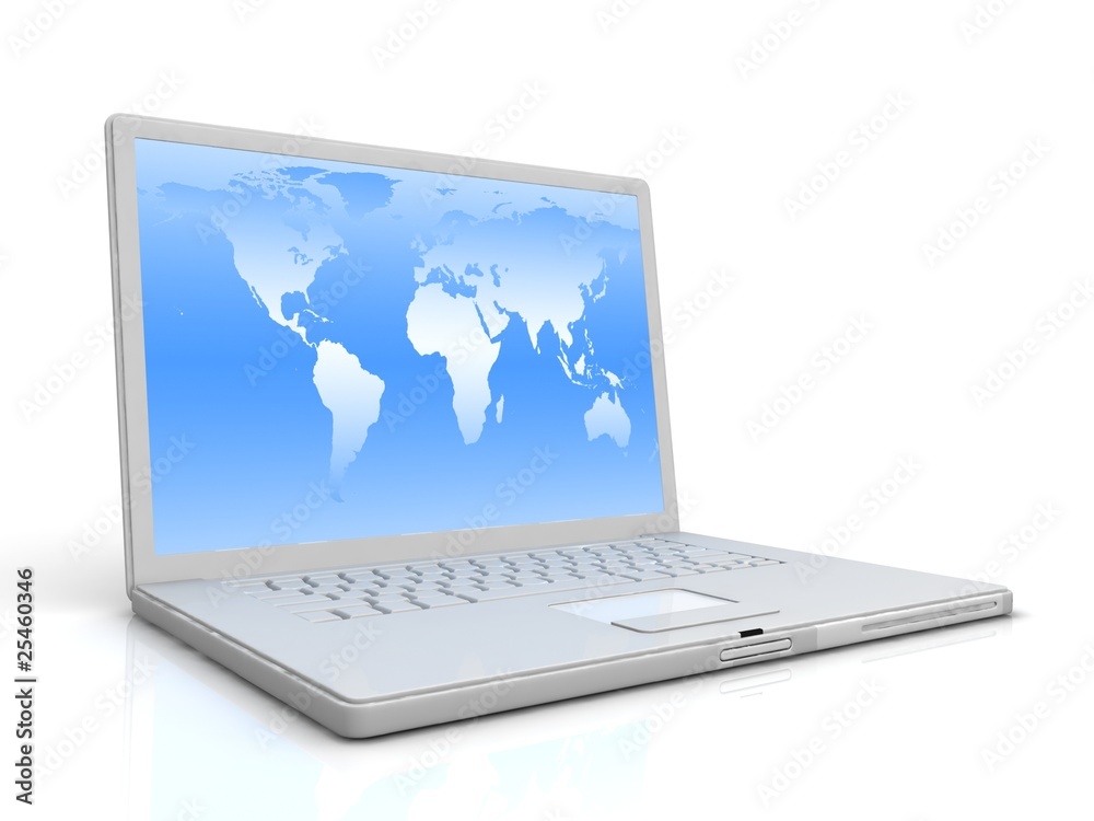 Professional Laptop on white background with reflection Professional Laptop on white background with reflection