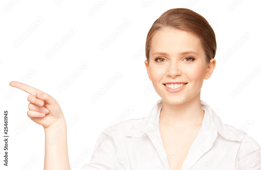 businesswoman pointing her finger