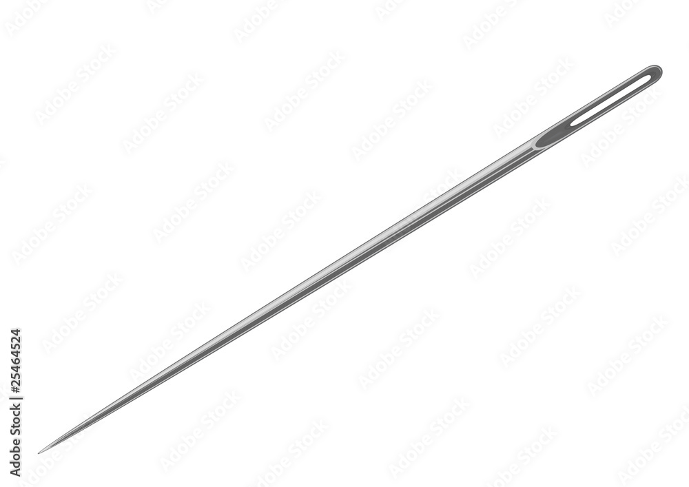 Needle for sewing on a white background Needle for sewing on a white background