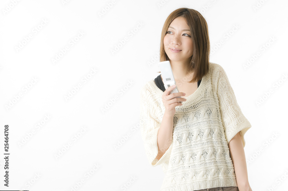 携帯電話と女性 携帯電話と女性