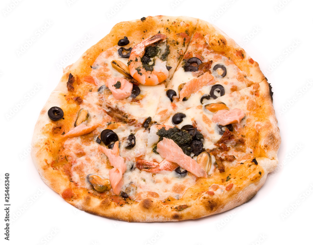 Pizza with crude Motstsarella, sauce a mafia, a cream from artic Pizza with crude Motstsarella, sauce a mafia, a cream from artic