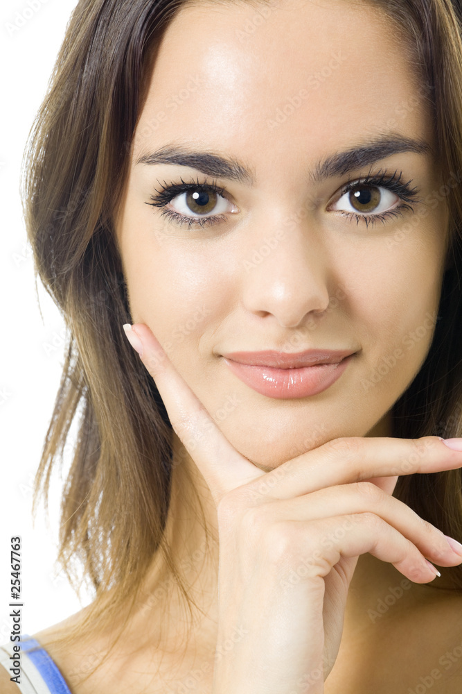 Portrait of smiling young woman, isolated on white Portrait of smiling young woman, isolated on white