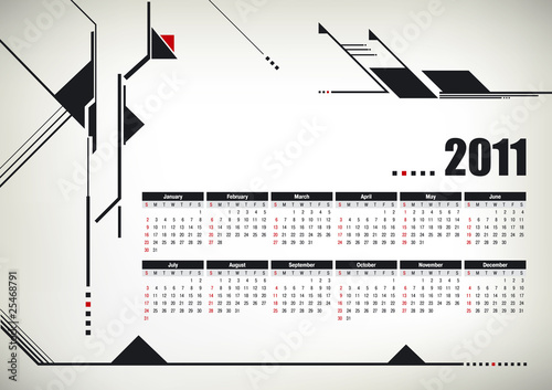 2011 vector calendar on abstract techno background