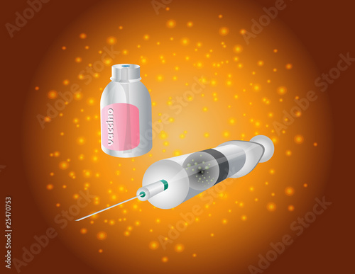 Syringe and vaccine set of medical tools for vaccination