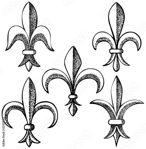 hand drawn fleur de lys elements