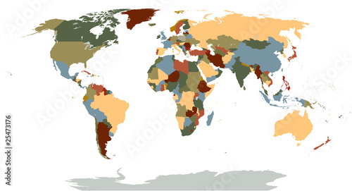 highly detailed world map - vector