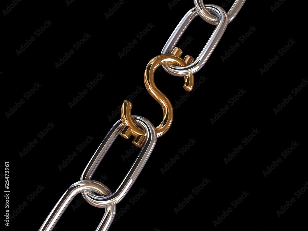 Fototapeta premium silver dollar chain on black