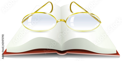 Buch mit Brille
