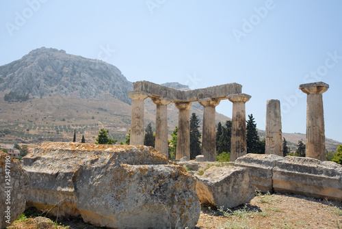 Temple of Apollo at Corinth, with Acrocorinth background