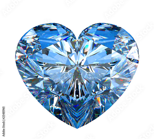 Heart shaped diamond isolated on white