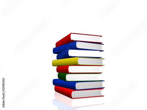 Pile of color books over white background