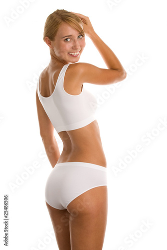 Woman wearing white lingerie