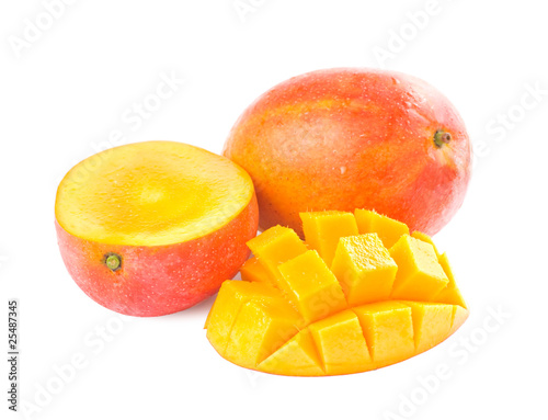 Fresh delicious mango fruit and slice