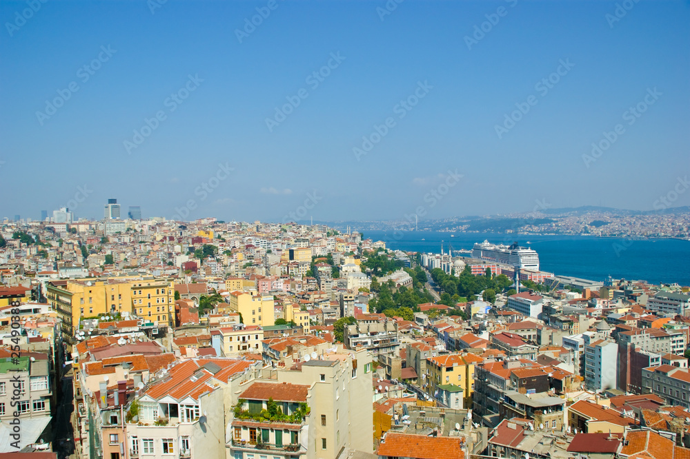 Istanbul city skape as it looks from galata tower