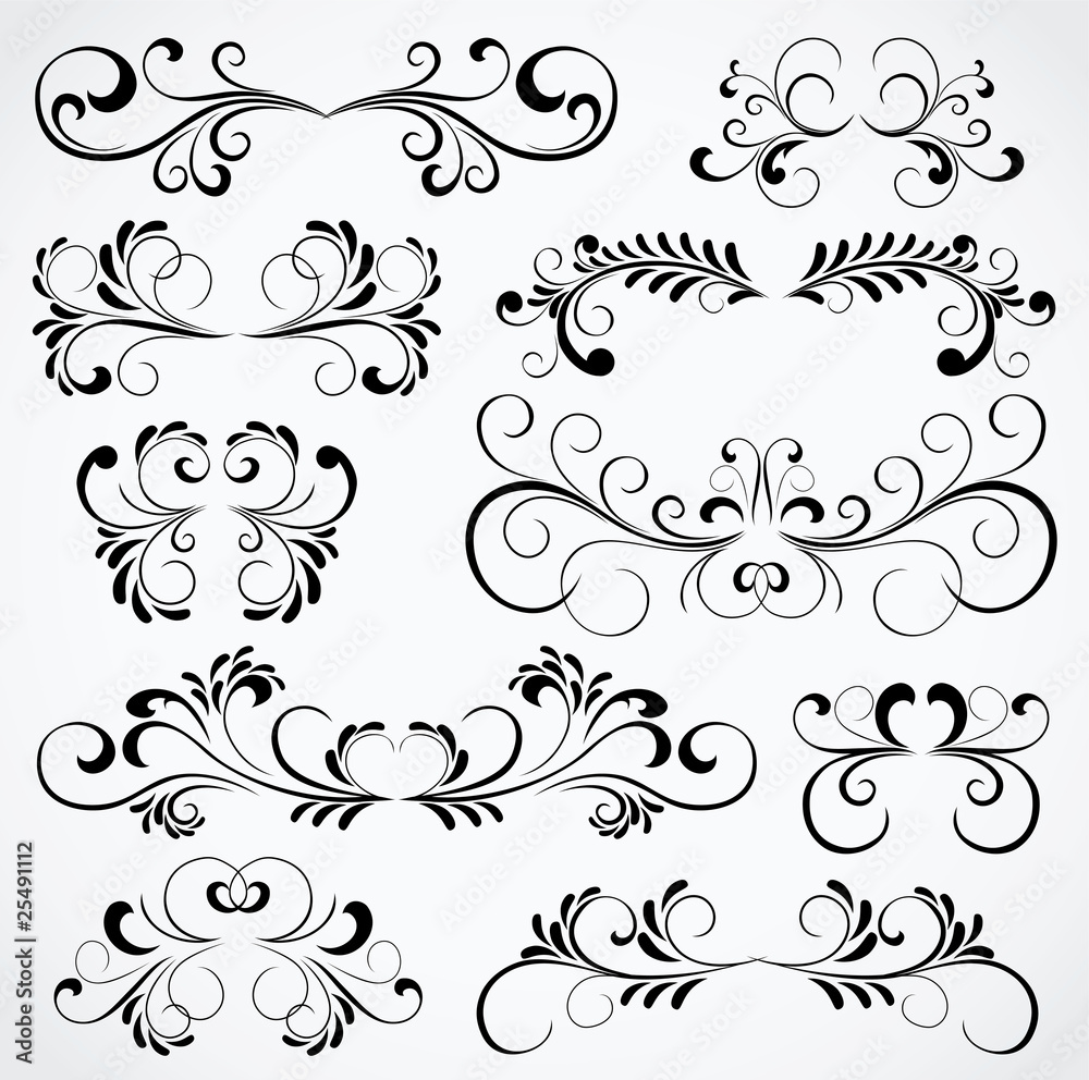 Set of ten ornate elements for design