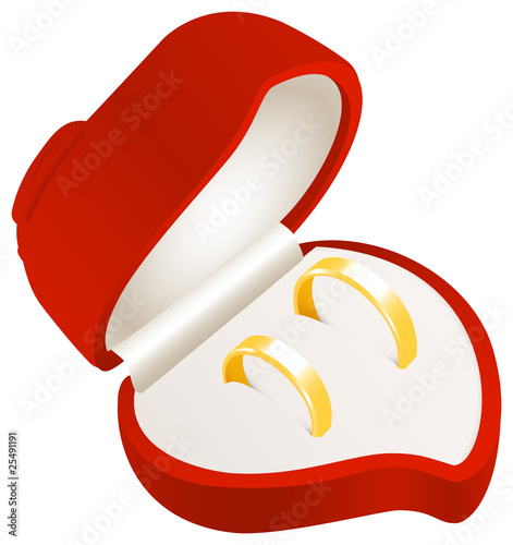 Wedding rings in a heart shaped box
