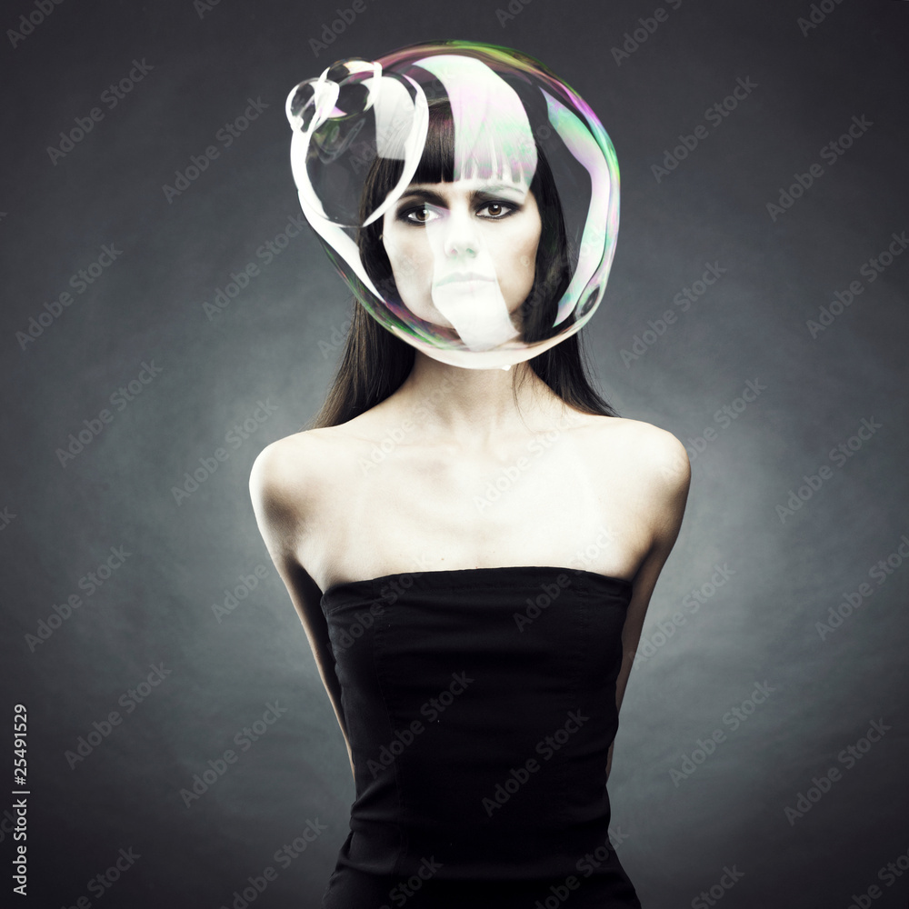 Naklejka premium Girl with soap bubble