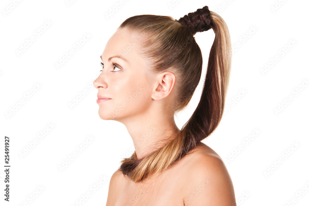 Closeup portrait of a pretty young woman with long hair Closeup portrait of a pretty young woman with long hair