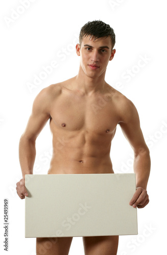 Nude Man with Copy Space Blank Billboard