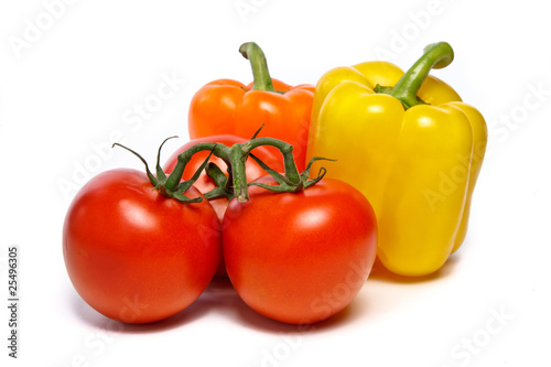 The tomatoes and two peppers