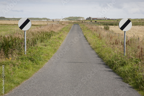 Empty Rural Road with Two Traffic Signs photo