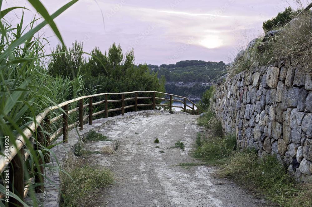 Steep path to the beach along the coast, Salerno, Italy