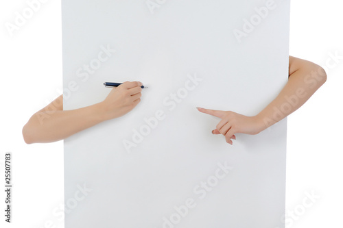 Hand holding fountain pen photo