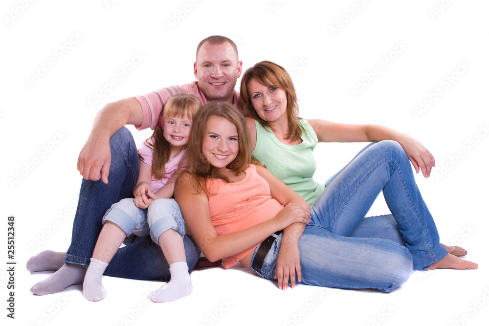 Happy family. Mother, father and two daughters Happy family. Mother, father and two daughters