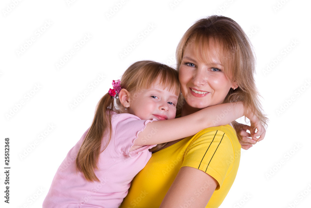 Happy family - mother and daughter are embracing. Happy family - mother and daughter are embracing.