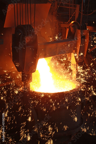 red-hot molten steel photo