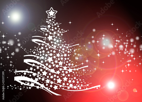 Quadro em tela Ilustracion con arbol de navidad, postal navidena