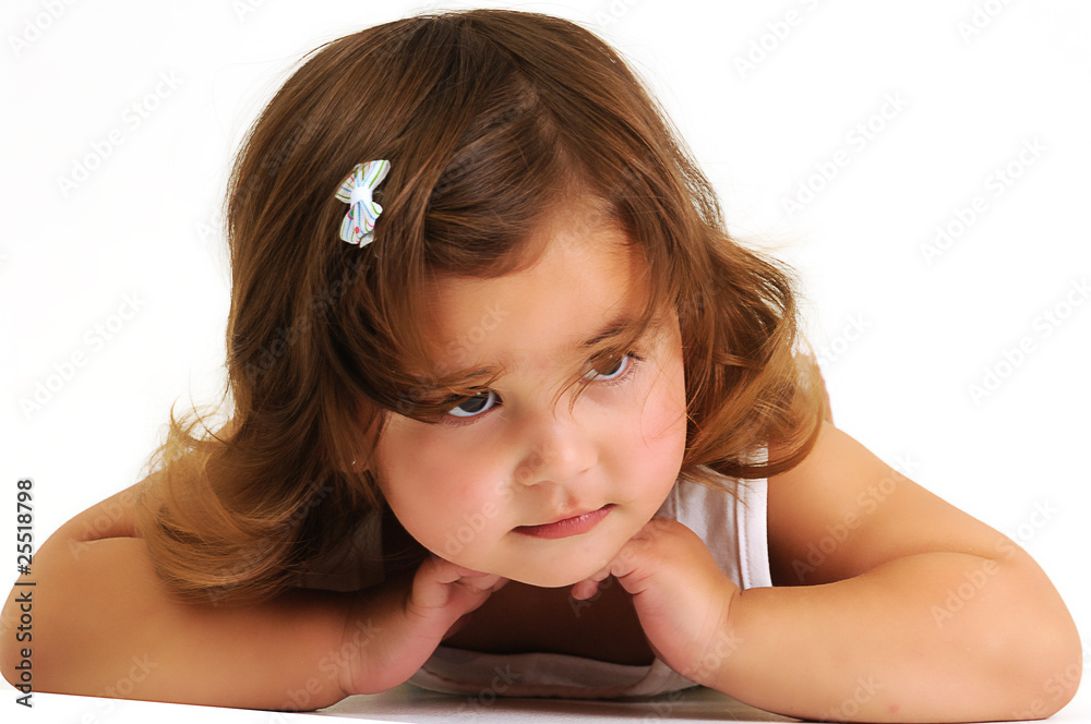 Little beautiful girl leaning on her arms Little beautiful girl leaning on her arms