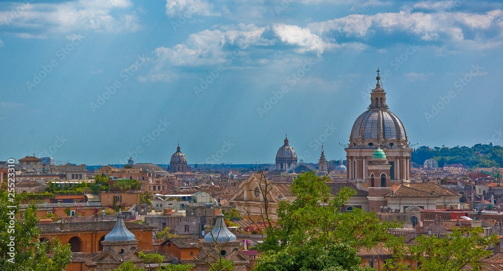 buildings and church dome in Rome