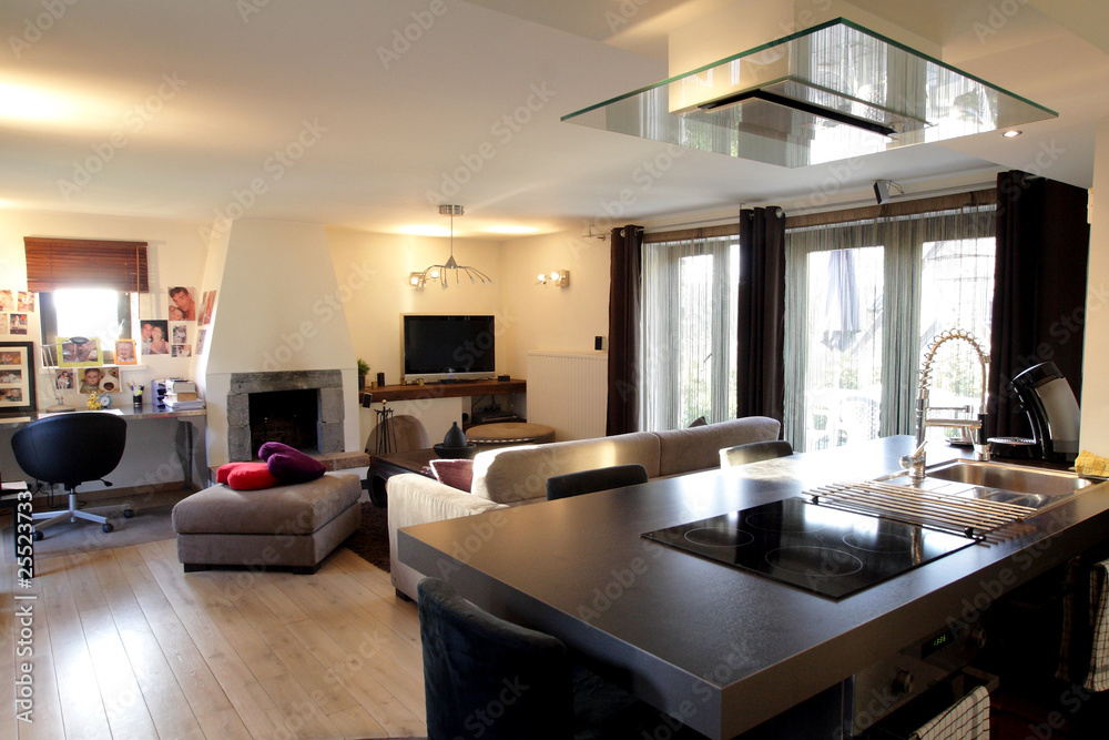 Fototapeta premium pokój dzienny kuchnia