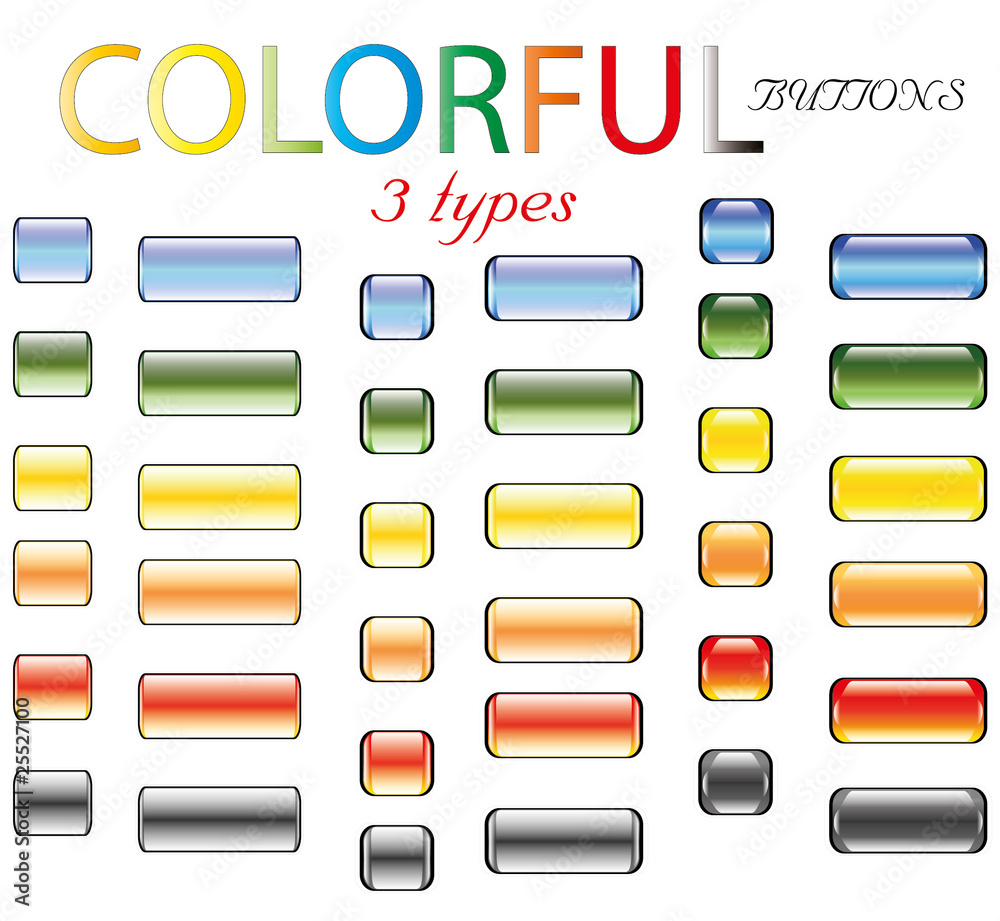 Colored glossy buttons in retro style