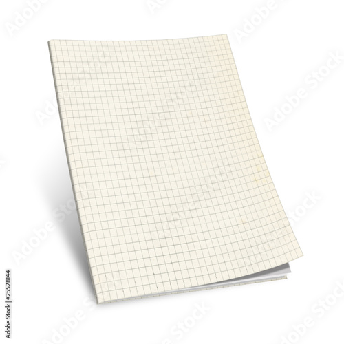 ilustracion 3d cuaderno cuadriculado en blanco