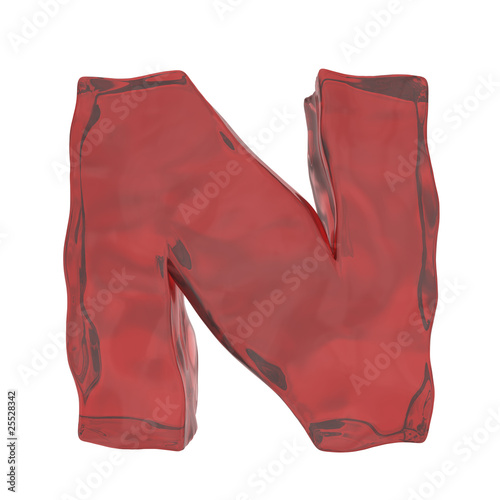 red glass alphabet letter N