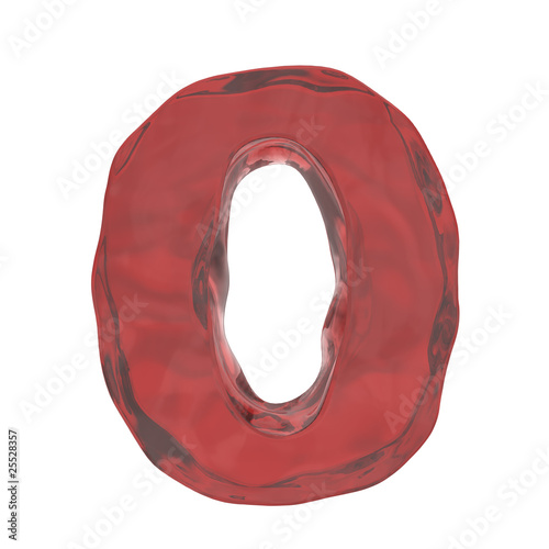 red glass alphabet letter O