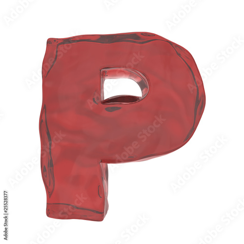 red glass alphabet letter P
