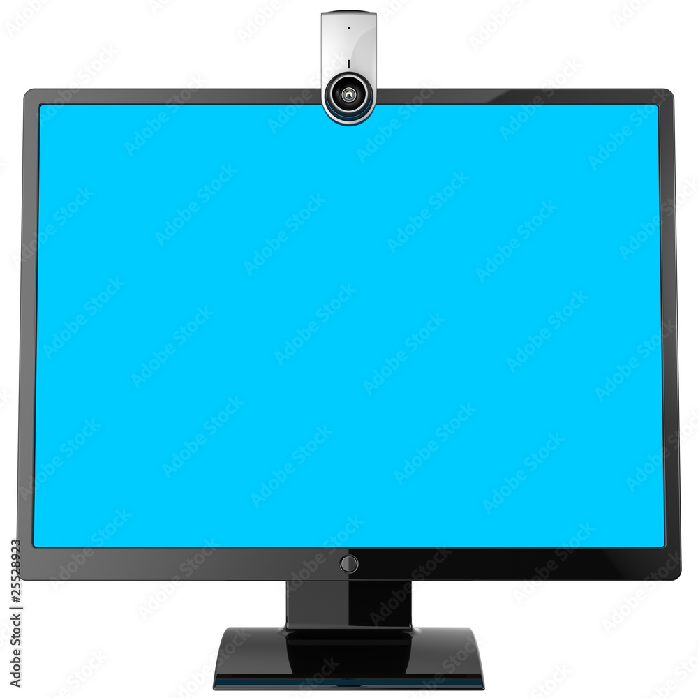Computer monitor. Video call equipment. 3D render Computer monitor. Video call equipment. 3D render