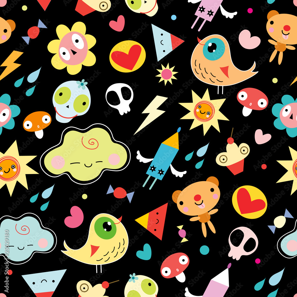 Fototapeta premium Funny Children seamless pattern