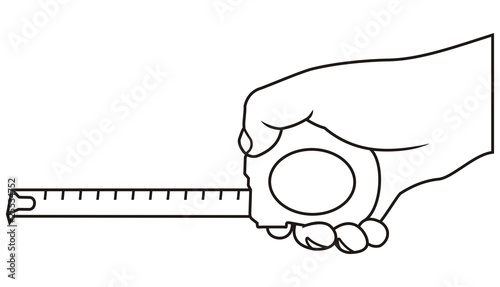 hand with tape measure tool
