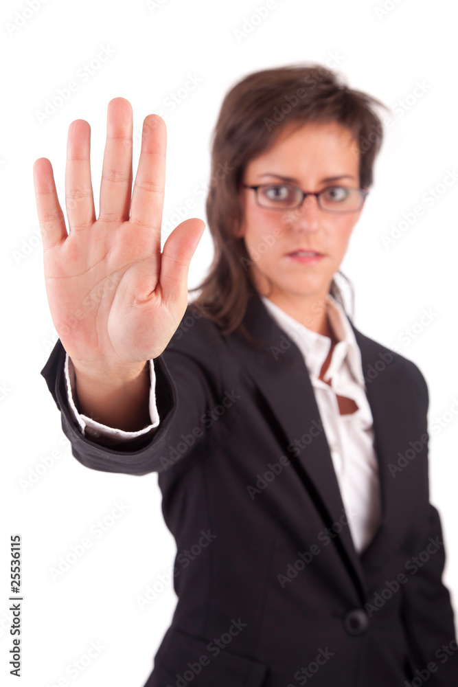 Business woman making stop sign Business woman making stop sign