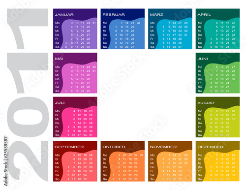Farbiger Kalender 2011 - deutsch (Woche beginnt mit Montag)