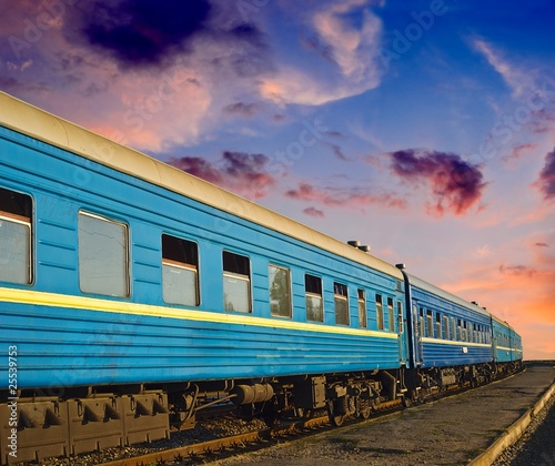 blue train at the evening